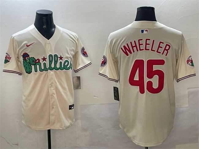 Mens Philadelphia Phillies #45 Zack Wheeler Cream Phanatic Limited Stitched Jersey->philadelphia phillies->MLB Jersey
